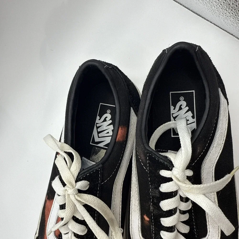 Vans‎ Men's Ward Black/White Suede/Canvas Mix Skate Shoes, Bleached Design